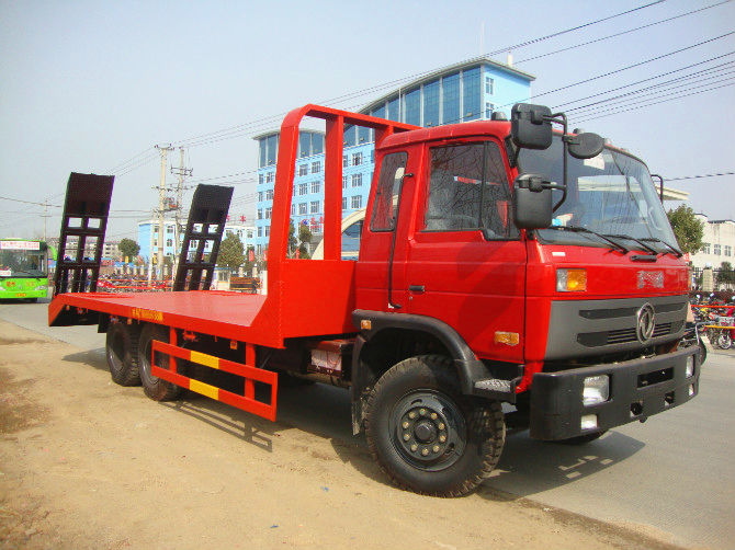 山西東營客戶在我廠定購的東風(fēng)后八輪平板運(yùn)輸車準(zhǔn)備發(fā)車
